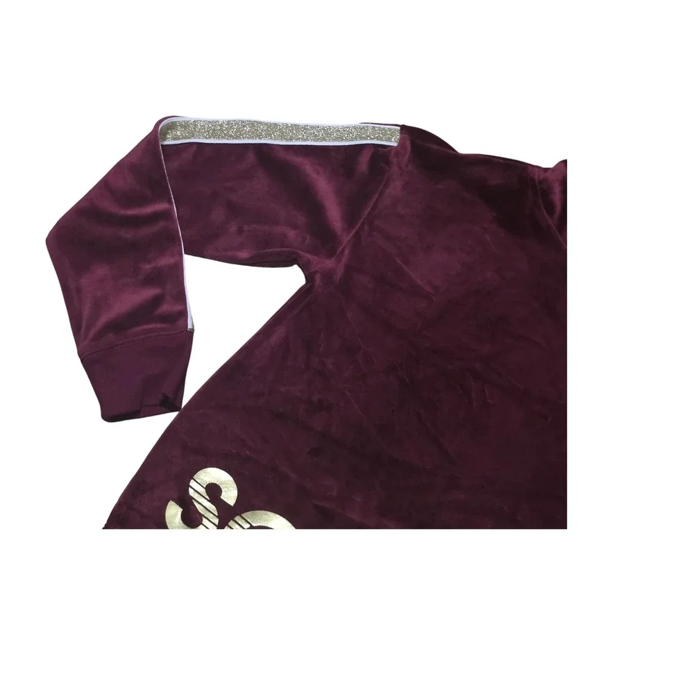 Justice Active Girls' Size 12 Purple Velour Softball‎ Hoodie Glitter Stripes